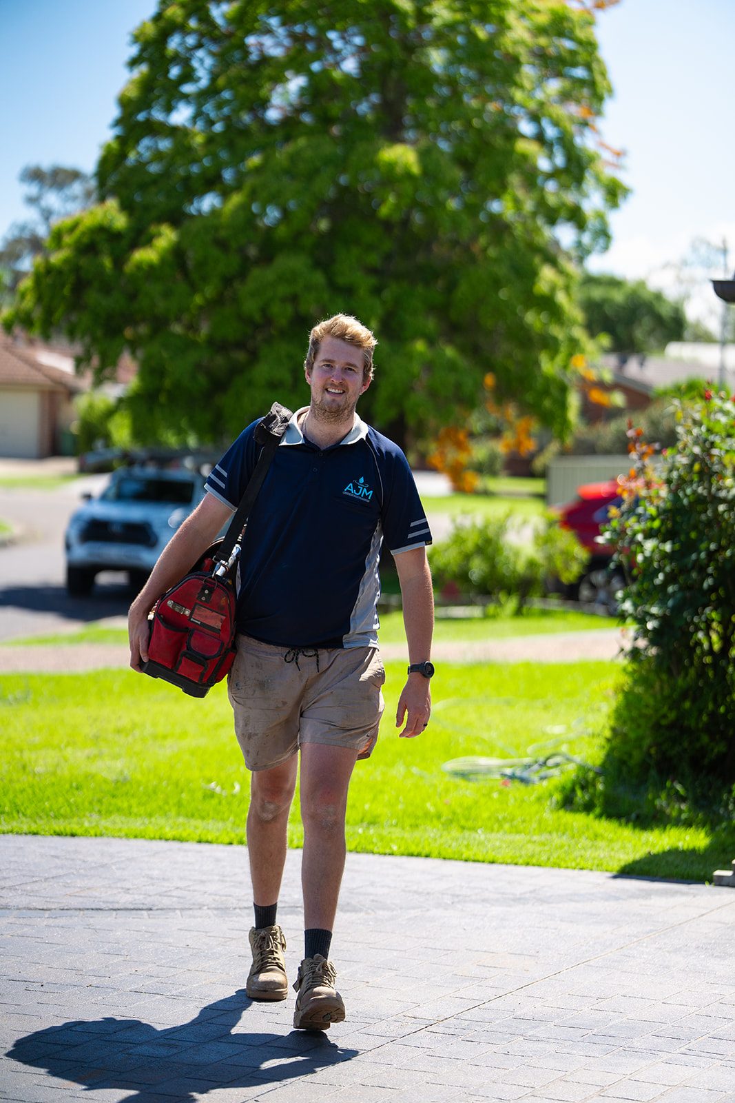 Aaron walking up to a Sydney home