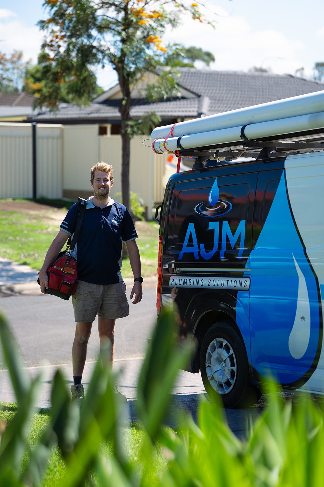 Aaron at the rear of the AJM van